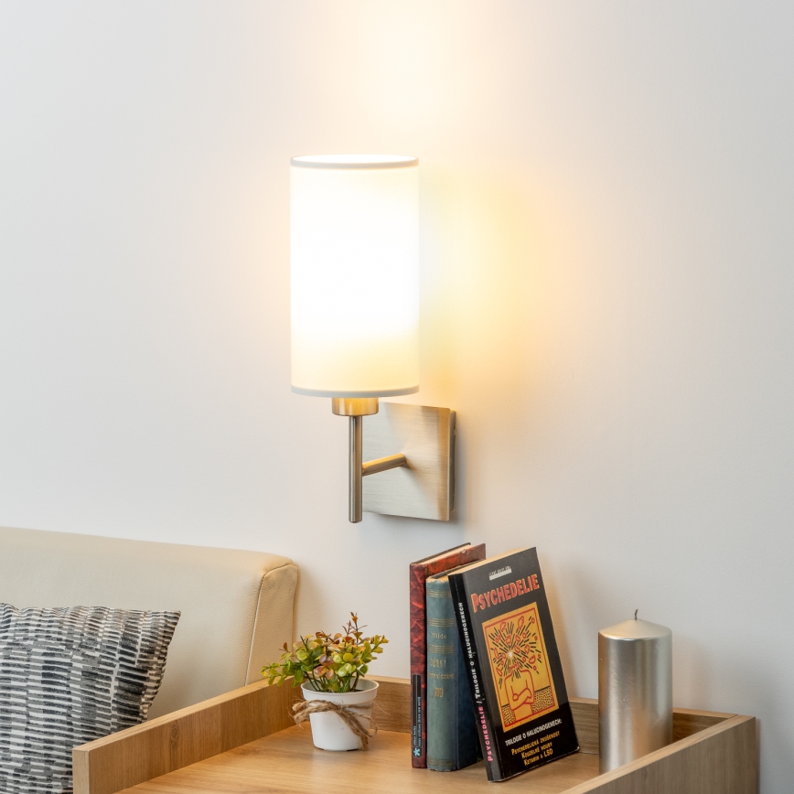 Eglo - LED Επιτοίχιο φωτιστικό TUNJA 1xE27/60W/230V ματ χρώμιο/λευκό