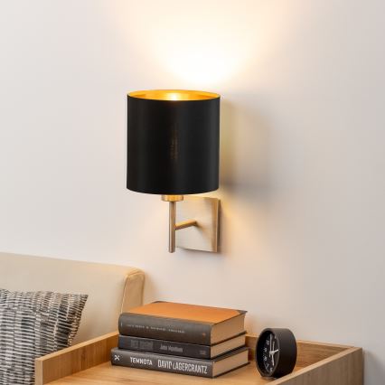 Eglo - LED Επιτοίχιο φωτιστικό TUNJA 1xE27/60W/230V ματ χρώμιο/μαύρο