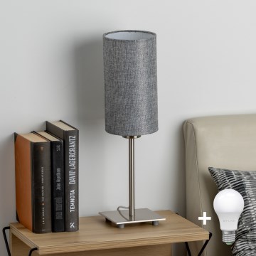 Eglo - LED Επιτραπέζιο φωτιστικό TUNJA 1xE27/60W/230V 26,5 εκ. ματ χρώμιο/γκρι