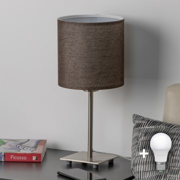 Eglo - LED Επιτραπέζιο φωτιστικό TUNJA 1xE27/60W/230V 26,5 εκ. ματ χρώμιο/καφέ