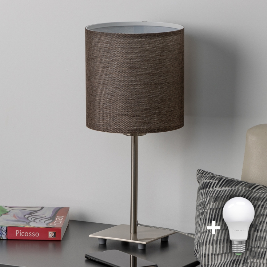 Eglo - LED Επιτραπέζιο φωτιστικό TUNJA 1xE27/60W/230V 26,5 εκ. ματ χρώμιο/καφέ