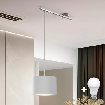 Eglo - LED  Κρεμαστό φωτιστικό οροφής CALCENA 1xE27/60W/230V ματ χρώμιο/λευκό