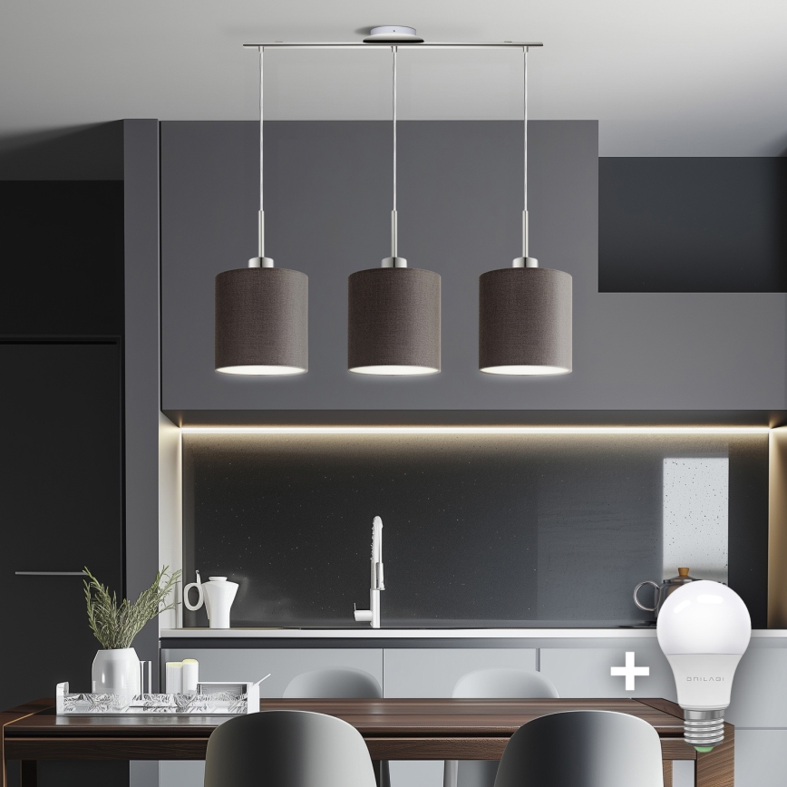 Eglo - LED  Κρεμαστό φωτιστικό οροφής TUNJA 3xE27/60W/230V καφέ