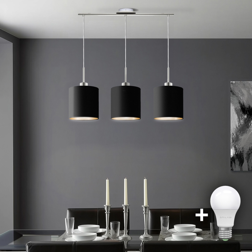 Eglo - LED  Κρεμαστό φωτιστικό οροφής TUNJA 3xE27/60W/230V μαύρο
