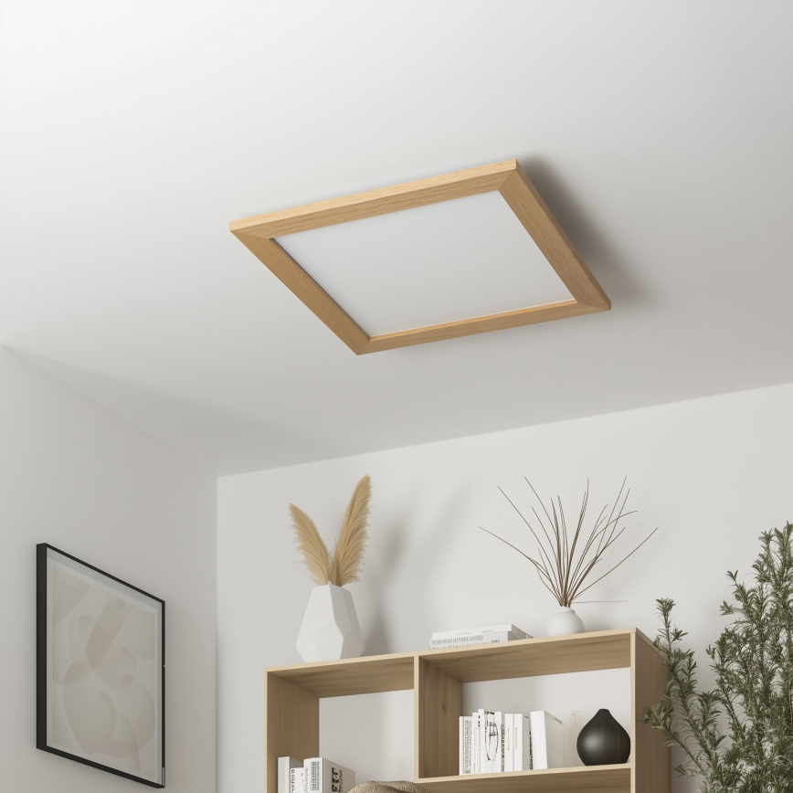 Eglo - LED Πλαφονιέρα οροφής ντιμαριζόμενη POZZALLO WOOD LED/21W/230V 2700-6500K 49,5x49,5 cm καφέ + τηλεχειριστήριο