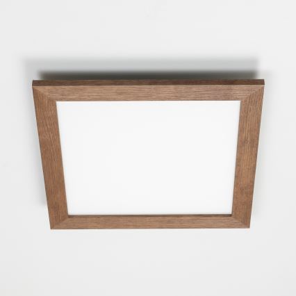 Eglo - LED Πλαφονιέρα οροφής ντιμαριζόμενη POZZALLO WOOD LED/21W/230V 2700-6500K 49,5x49,5 cm σκούρο καφέ + τηλεχειριστήριο