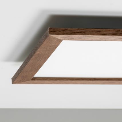 Eglo - LED Πλαφονιέρα οροφής ντιμαριζόμενη POZZALLO WOOD LED/21W/230V 2700-6500K 49,5x49,5 cm σκούρο καφέ + τηλεχειριστήριο