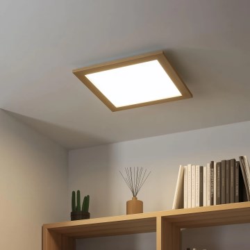 Eglo - LED Πλαφονιέρα οροφής ντιμαριζόμενη POZZALLO WOOD LED/21W/230V 2700-6500K 49,5x49,5 cm καφέ + τηλεχειριστήριο