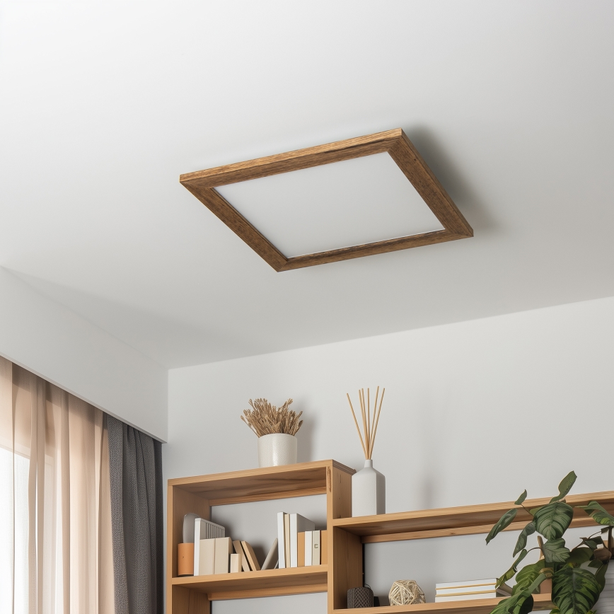Eglo - LED Πλαφονιέρα οροφής ντιμαριζόμενη SALOBRENA 2 WOOD LED/25W/230V 4000K 49,5x49,5 cm καφέ