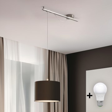 Eglo - LED Φωτιστικό οροφής με καλώδιο CALCENA 1xE27/60W/230V χρώμιο/καφέ