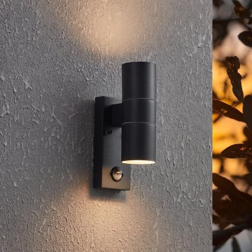 Eglo - LED Φωτιστικό τοίχου εξωτερικού χώρου με αισθητήρα 2xGU10/3W/230V IP44