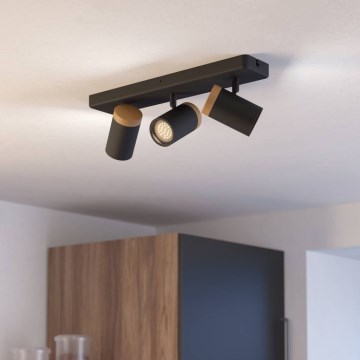 Eglo - Σποτ μπάνιου 3xGU10/3W/230V IP44 μαύρο/μπεζ