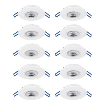 Eglo - Σετ 10 τεμ. εντοιχισμένων φωτιστικών οροφής LED/4,9W/230V 2700/4000/6500K διάμ. 9 cm λευκό