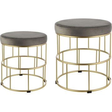 Eglo - ΣΕΤ 2x Σκαμπό γκρι/χρυσό