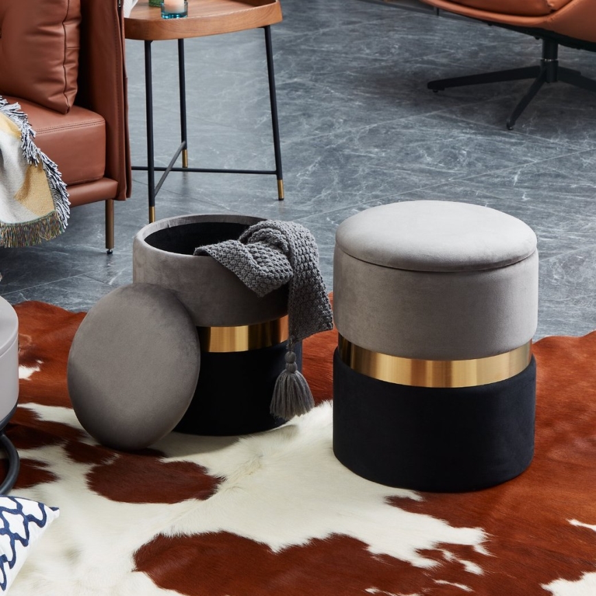 Eglo - ΣΕΤ 2x Σκαμπό διάμετρος 31,5/36 cm γκρι/μαύρο/χρυσό