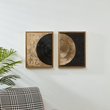 Eglo - ΣΕΤ 2x Painting on canvas 43x33 cm μαύρο/χρυσό