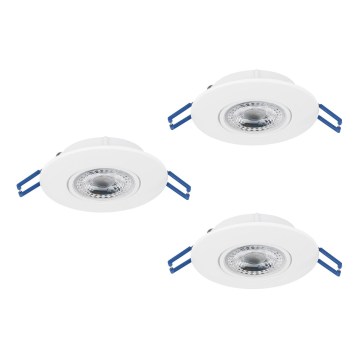 Eglo - Σετ 3 LED εντοιχισμένων φωτιστικών οροφής LED/4,9W/230V 2700/4000/6500K διάμ. 9 cm λευκό