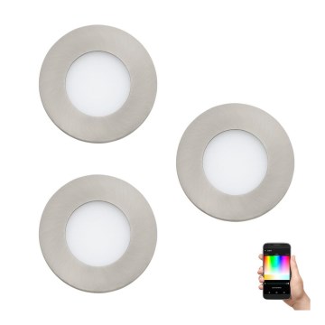 Eglo - Σετ 3 τεμαχίων RGB LED ρυθμιζόμενα χωνευτά φωτιστικά οροφής FUEVA-C LED/3W/230V διάμ. 8,5 cm