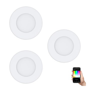 Eglo - Σετ 3x LED RGB Ρυθμιζόμενο χωνευτό φωτιστικό οροφής FUEVA-C LED/3W/230V Ø 8,5 cm
