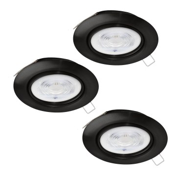 Eglo - ΣΕΤ 3x Χωνευτό Φωτιστικό LED 1xGU10/4W/230V μαύρο