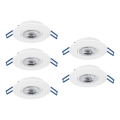 Eglo - Σετ 5xLED εντοιχισμένα φωτιστικά οροφής LED/4,9W/230V 2700/4000/6500K Ø 9 cm λευκό