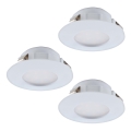 Eglo - ΣΕΤ 3x Χωνευτό φωτιστικό οροφής μπάνιου LED PINEDA 1xLED/4,9W/230V IP44