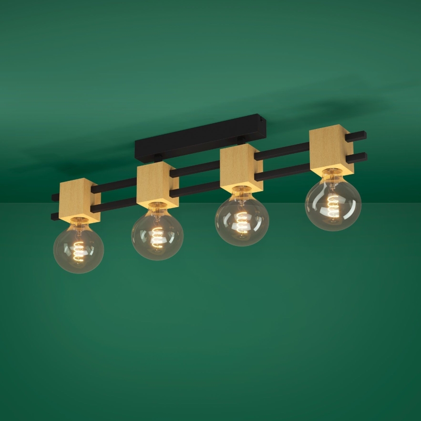 Eglo - Πλαφονιέρα οροφής 4xE27/40W/230V μαύρο/καφέ