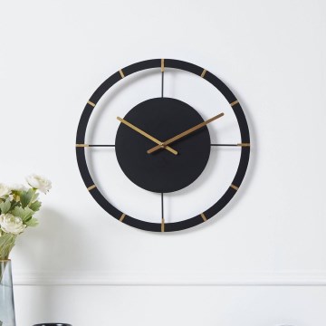 Eglo - Ρολόι τοίχου 1xAA διάμετρος 40 cm μαύρο/χρυσό