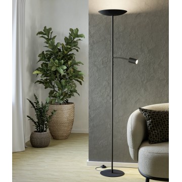 Eglo - Ρυθμιζόμενη LED επιδαπέδια λάμπα LED/26,5W/230V + LED/4W μαύρη