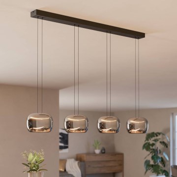 Eglo - Ρυθμιζόμενος LED πολυέλαιος με αναρτητικό καλώδιο 4xLED/5,8W/230V μαύρος/καπνιστός