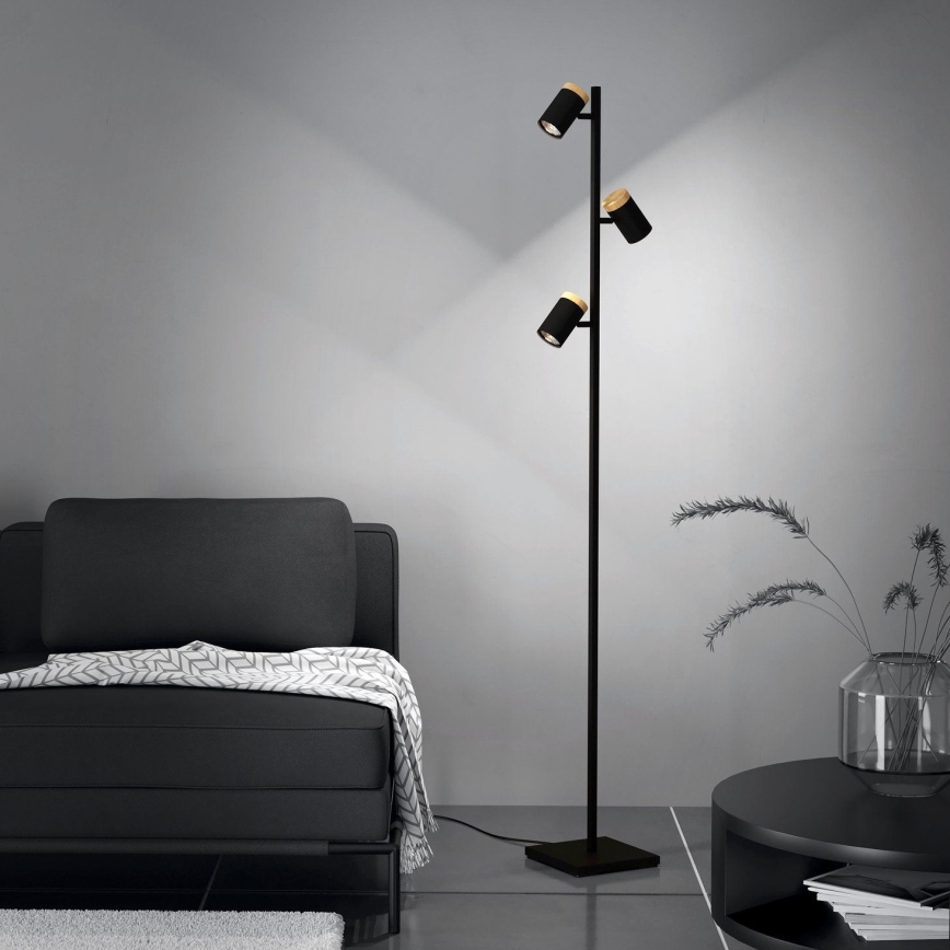 Eglo - Επιδαπέδια λάμπα LED 3xGU10/4,5W/230V 3000K μαύρο/καφέ