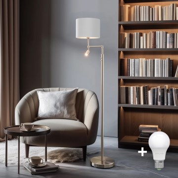 Eglo - Επιδαπέδια λάμπα LED TUNJA 1xE27/60W/230V + LED/2,1W διάμετρος 30 cm ματ χρώμιο/λευκό