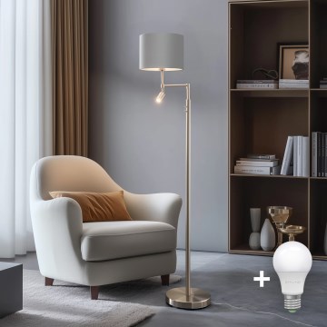 Eglo - Επιδαπέδια λάμπα LED TUNJA 1xE27/60W/230V + LED/2,1W διάμετρος 30 cm ματ χρώμιο/γκρι