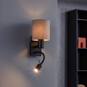 Eglo - Ευέλικτο φωτιστικό LED 1xE27/40W/230V + LED/3,8W καφέ