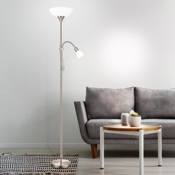EGLO - Επιδαπέδιο φωτιστικό 1xE27/60W + 1xE14/25W ματ χρώμιο
