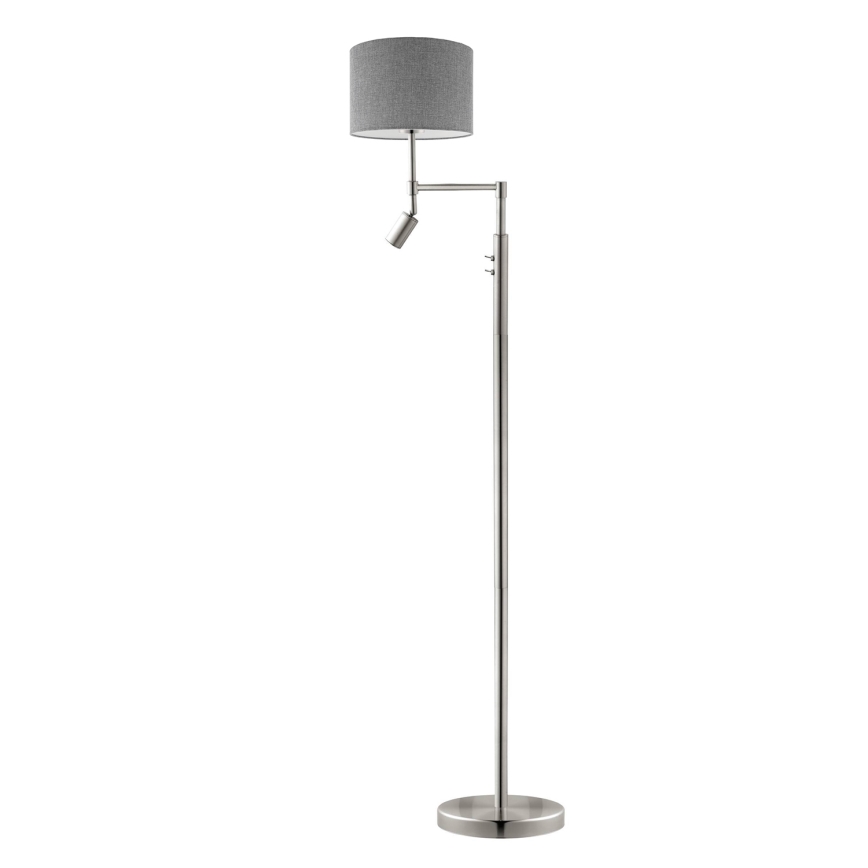 Eglo - Επιδαπέδια λάμπα LED TUNJA 1xE27/60W/230V + LED/2,1W διάμετρος 30 cm ματ χρώμιο/γκρι