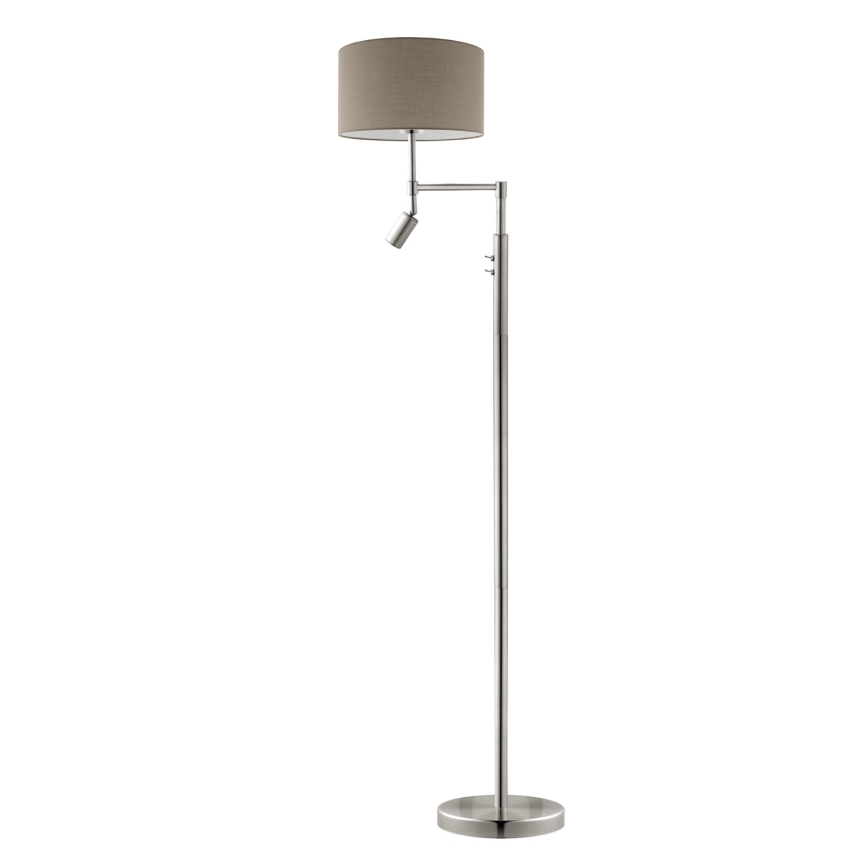 Eglo - Επιδαπέδια λάμπα LED TUNJA 1xE27/60W/230V + LED/2,1W διάμετρος 38 cm ματ χρώμιο/taupe