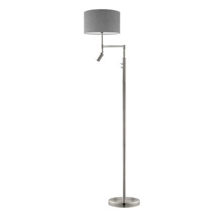 Eglo - Επιδαπέδια λάμπα LED TUNJA 1xE27/60W/230V + LED/2,1W διάμετρος 38 cm ματ χρώμιο/γκρι