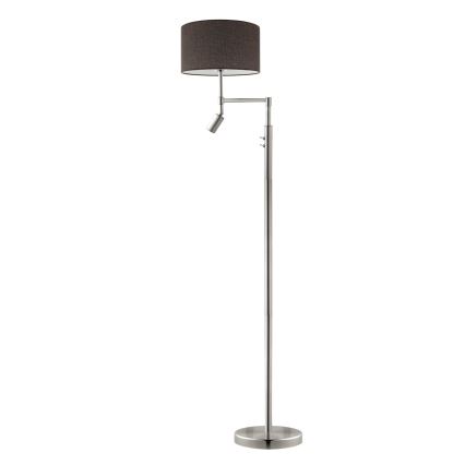 Eglo - Επιδαπέδια λάμπα LED TUNJA 1xE27/60W/230V + LED/2,1W διάμετρος 38 cm ματ χρώμιο/καφέ