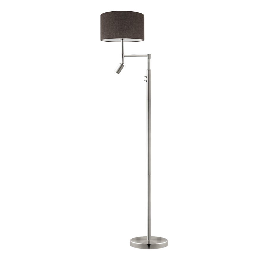 Eglo - Επιδαπέδια λάμπα LED TUNJA 1xE27/60W/230V + LED/2,1W διάμετρος 38 cm ματ χρώμιο/καφέ