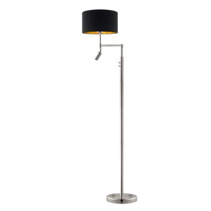 Eglo - Επιδαπέδια λάμπα LED TUNJA 1xE27/60W/230V + LED/2,1W διάμετρος 38 cm ματ χρώμιο/μαύρο