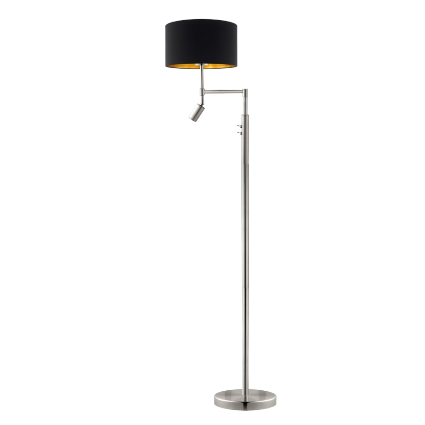 Eglo - Επιδαπέδια λάμπα LED TUNJA 1xE27/60W/230V + LED/2,1W διάμετρος 38 cm ματ χρώμιο/μαύρο