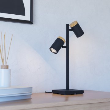 Eglo - Επιτραπέζιο φωτιστικό LED 2xGU10/4,5W/230V 3000K μαύρο/καφέ