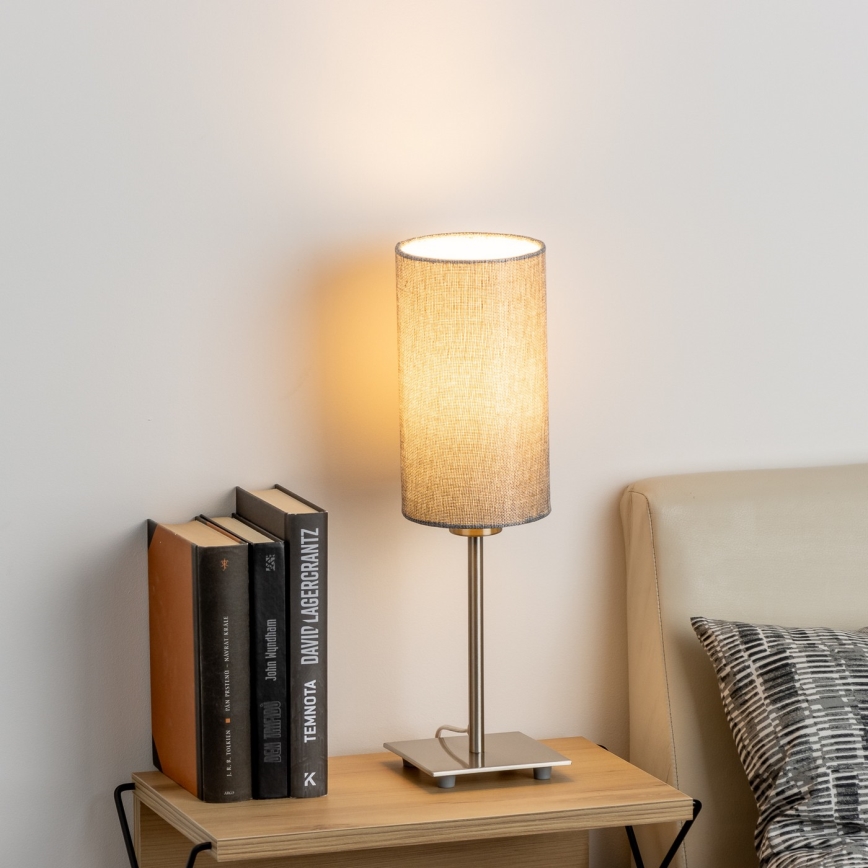 Eglo - Επιτραπέζιο φωτιστικό LED TUNJA 1xE27/60W/230V 26,5 cm ματ χρώμιο/γκρι