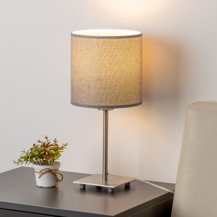 Eglo - Επιτραπέζιο φωτιστικό LED TUNJA 1xE27/60W/230V 26,5 cm ματ χρώμιο/γκρι