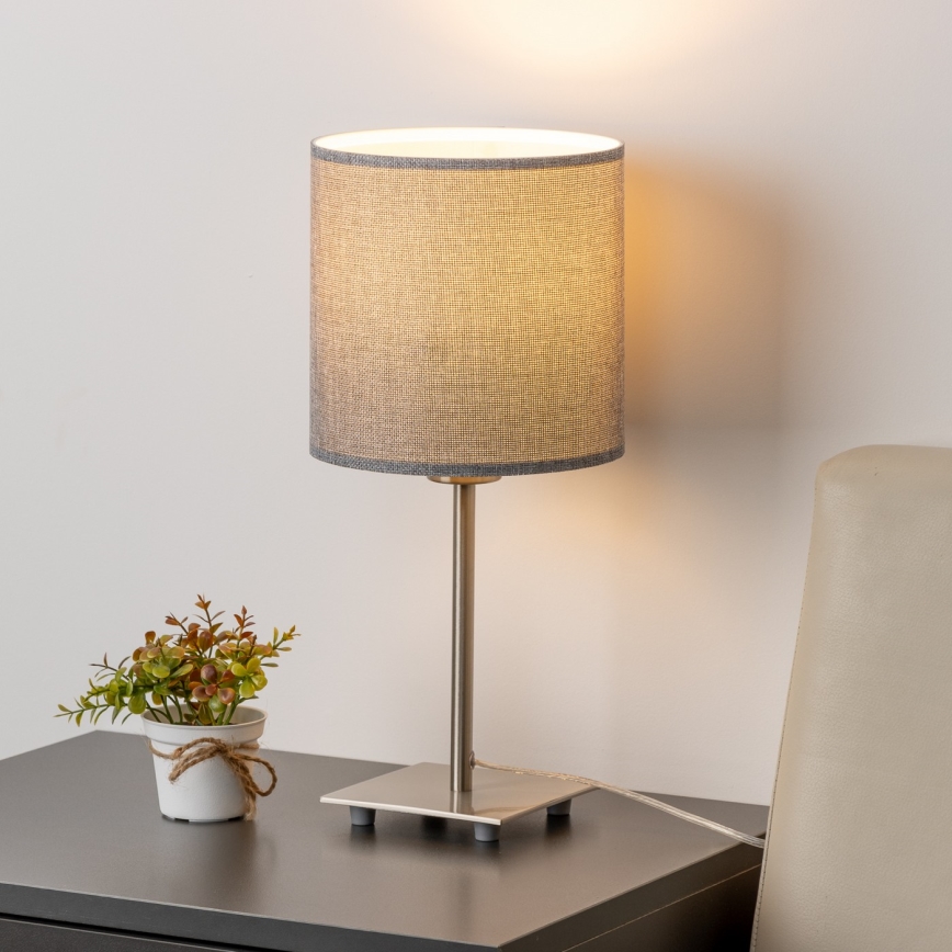 Eglo - Επιτραπέζιο φωτιστικό LED TUNJA 1xE27/60W/230V 26,5 cm ματ χρώμιο/γκρι