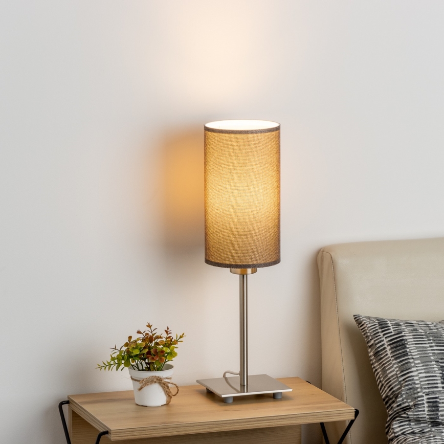 Eglo - Επιτραπέζιο φωτιστικό LED TUNJA 1xE27/60W/230V 26,5 cm ματ χρώμιο/καφέ