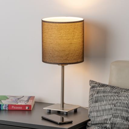 Eglo - Επιτραπέζιο φωτιστικό LED TUNJA 1xE27/60W/230V 26,5 cm ματ χρώμιο/καφέ