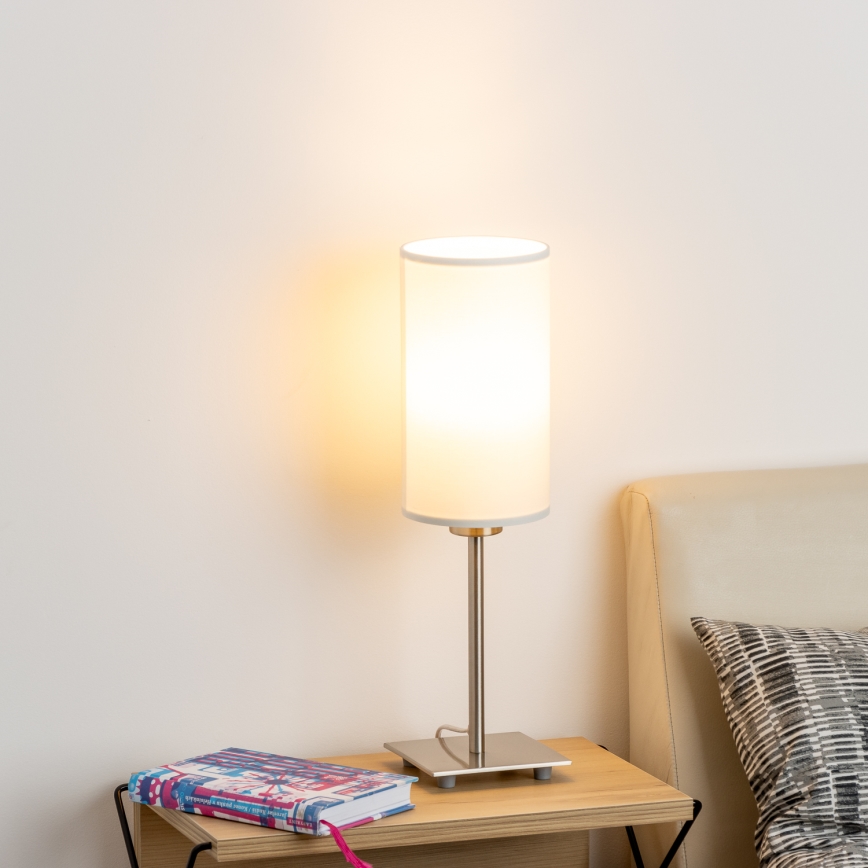 Eglo - Επιτραπέζιο φωτιστικό LED TUNJA 1xE27/60W/230V 26,5 cm ματ χρώμιο/λευκό