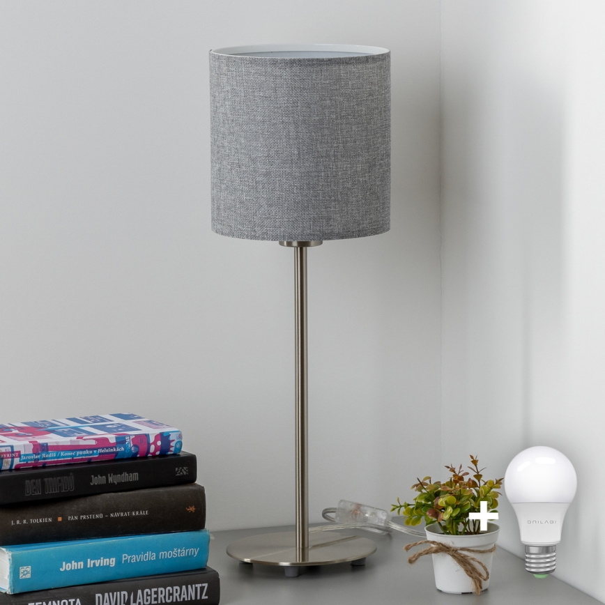 Eglo - Επιτραπέζιο φωτιστικό LED TUNJA 1xE27/60W/230V 38,5 cm ματ χρώμιο/γκρι